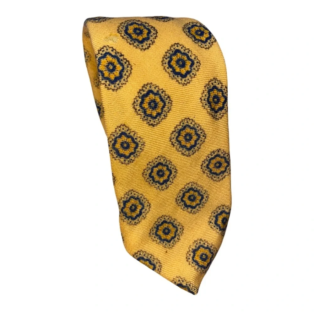 Brooks Brothers Makers All Wool woven hand block printed in England mandala tie - Picture 4 of 5